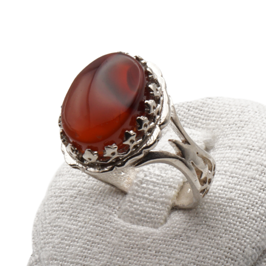 925 Silber Herrenring mit echtem Jemen Achat - Aqeeq Yamani