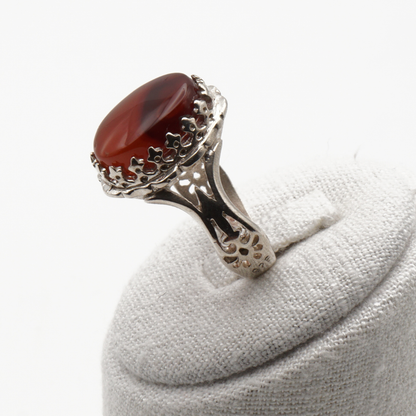 925 Silber Herrenring mit echtem Jemen Achat - Aqeeq Yamani