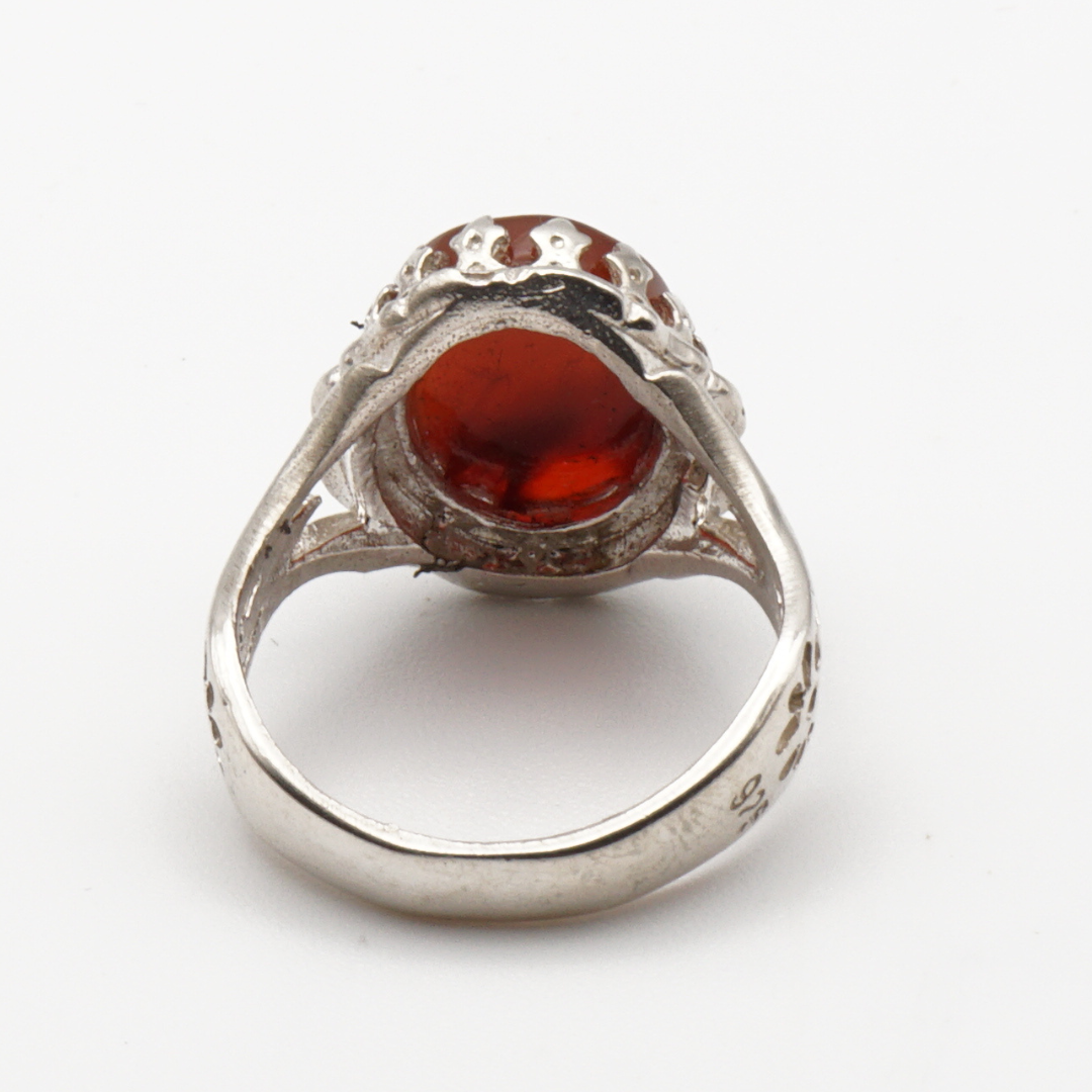 925 Silber Herrenring mit echtem Jemen Achat - Aqeeq Yamani