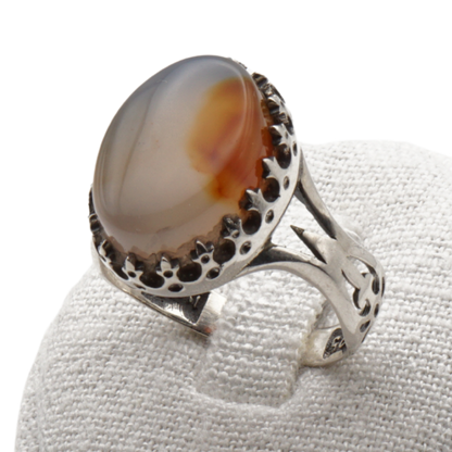 925 Silber Herrenring mit echtem Jemen Achat - Aqeeq Yamani