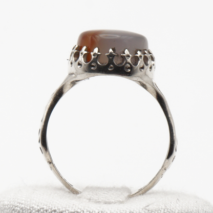 925 Silber Herrenring mit echtem Jemen Achat - Aqeeq Yamani