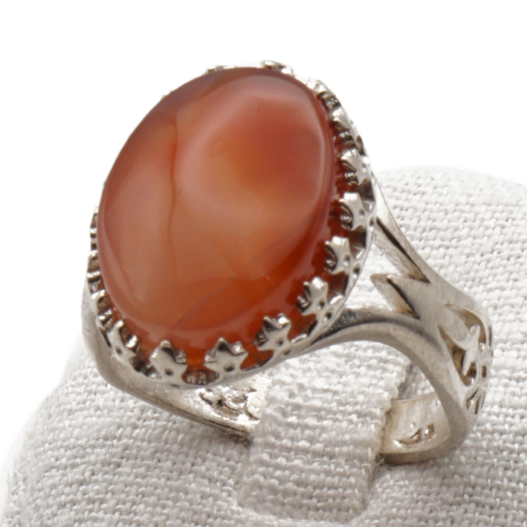 925 Silber Herrenring mit echtem Jemen Achat - Aqeeq Yamani