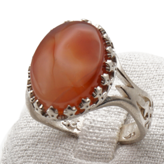 925 Silber Herrenring mit echtem Jemen Achat - Aqeeq Yamani