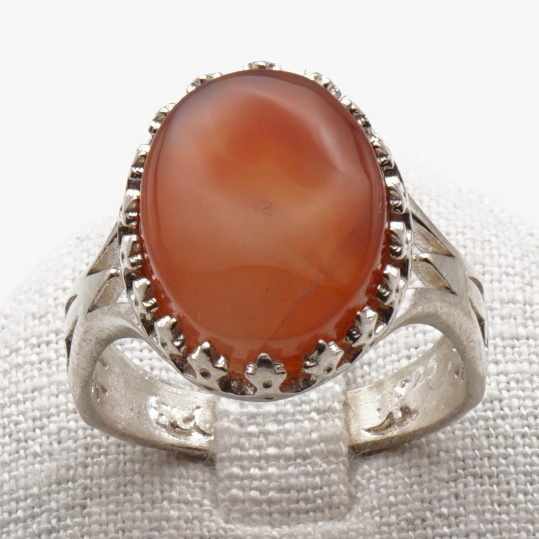 925 Silber Herrenring mit echtem Jemen Achat - Aqeeq Yamani