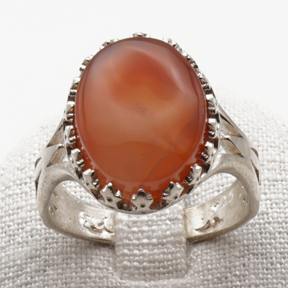 925 Silber Herrenring mit echtem Jemen Achat - Aqeeq Yamani