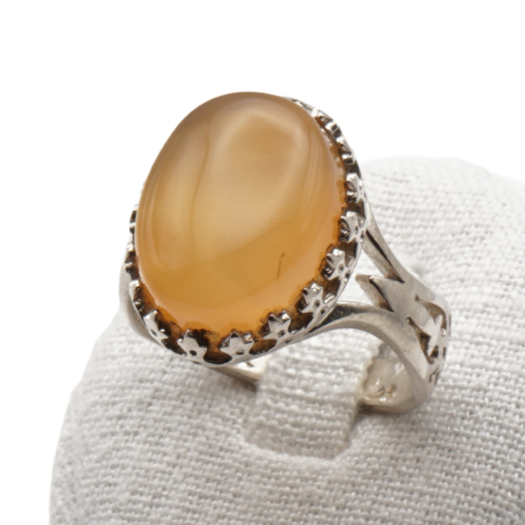 925 Silber Herrenring mit echtem Jemen Achat - Aqeeq Yamani