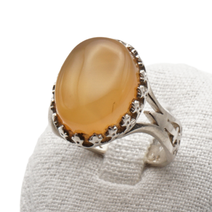 925 Silber Herrenring mit echtem Jemen Achat - Aqeeq Yamani