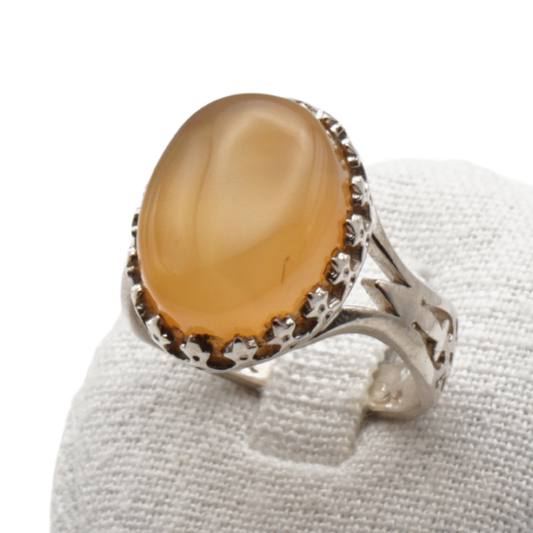 925 Silber Herrenring mit echtem Jemen Achat - Aqeeq Yamani