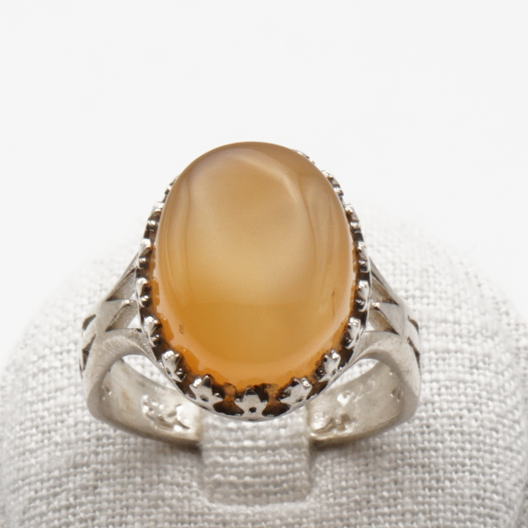 925 Silber Herrenring mit echtem Jemen Achat - Aqeeq Yamani