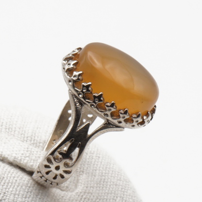 925 Silber Herrenring mit echtem Jemen Achat - Aqeeq Yamani