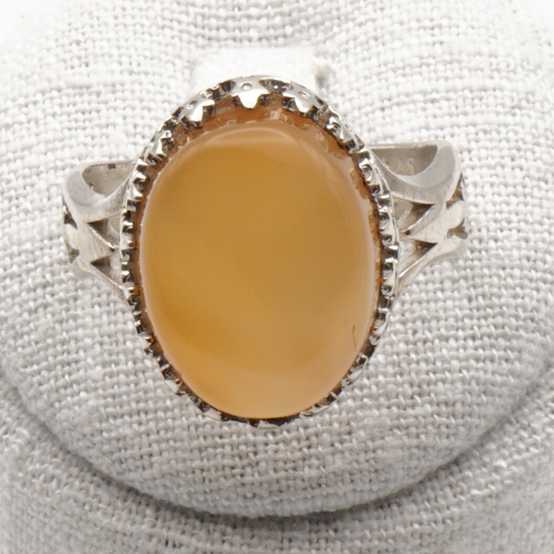 925 Silber Herrenring mit echtem Jemen Achat - Aqeeq Yamani