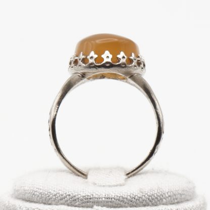 925 Silber Herrenring mit echtem Jemen Achat - Aqeeq Yamani