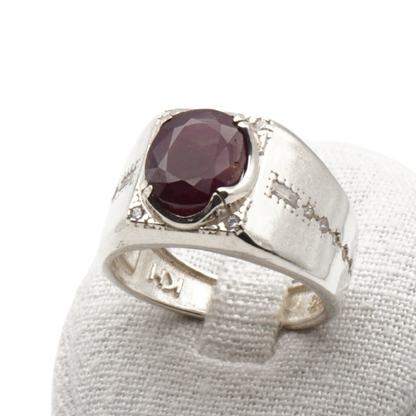 925 Silberring mit echtem Rubin