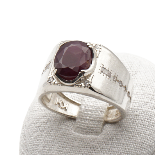 925 Silberring mit echtem Rubin