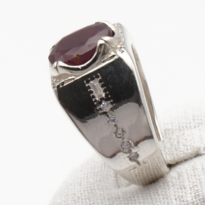 925 Silberring mit echtem Rubin