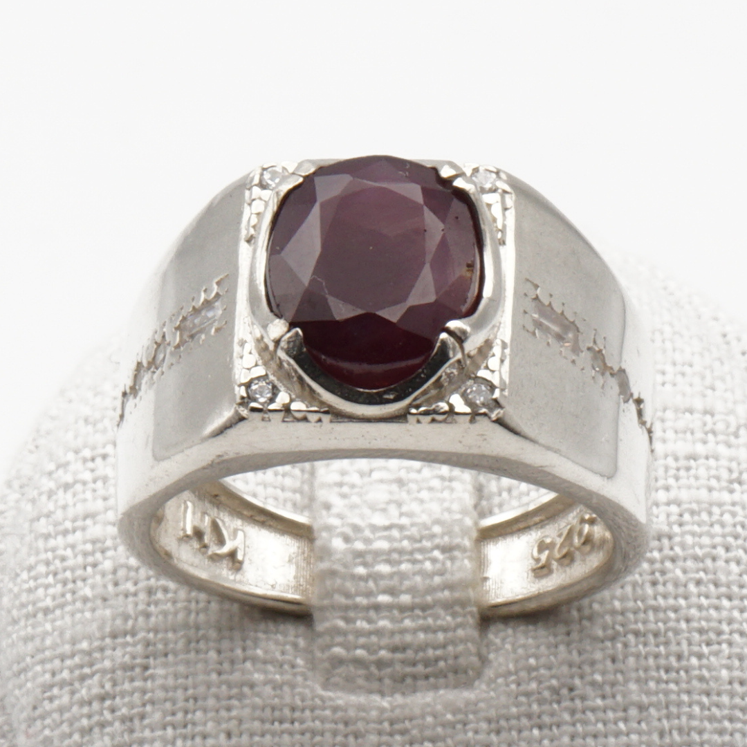 925 Silberring mit echtem Rubin