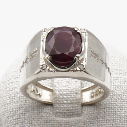 925 Silberring mit echtem Rubin