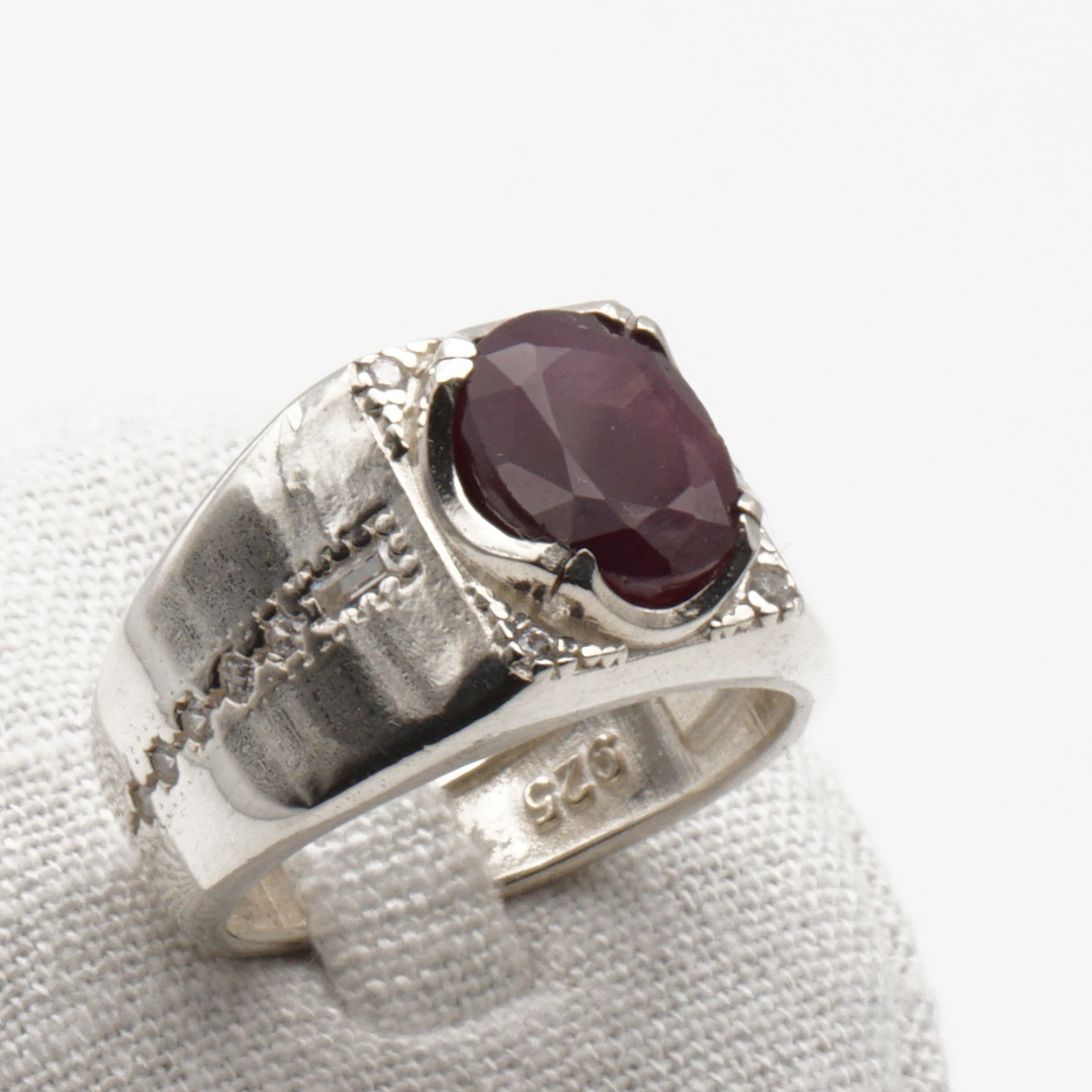 925 Silberring mit echtem Rubin