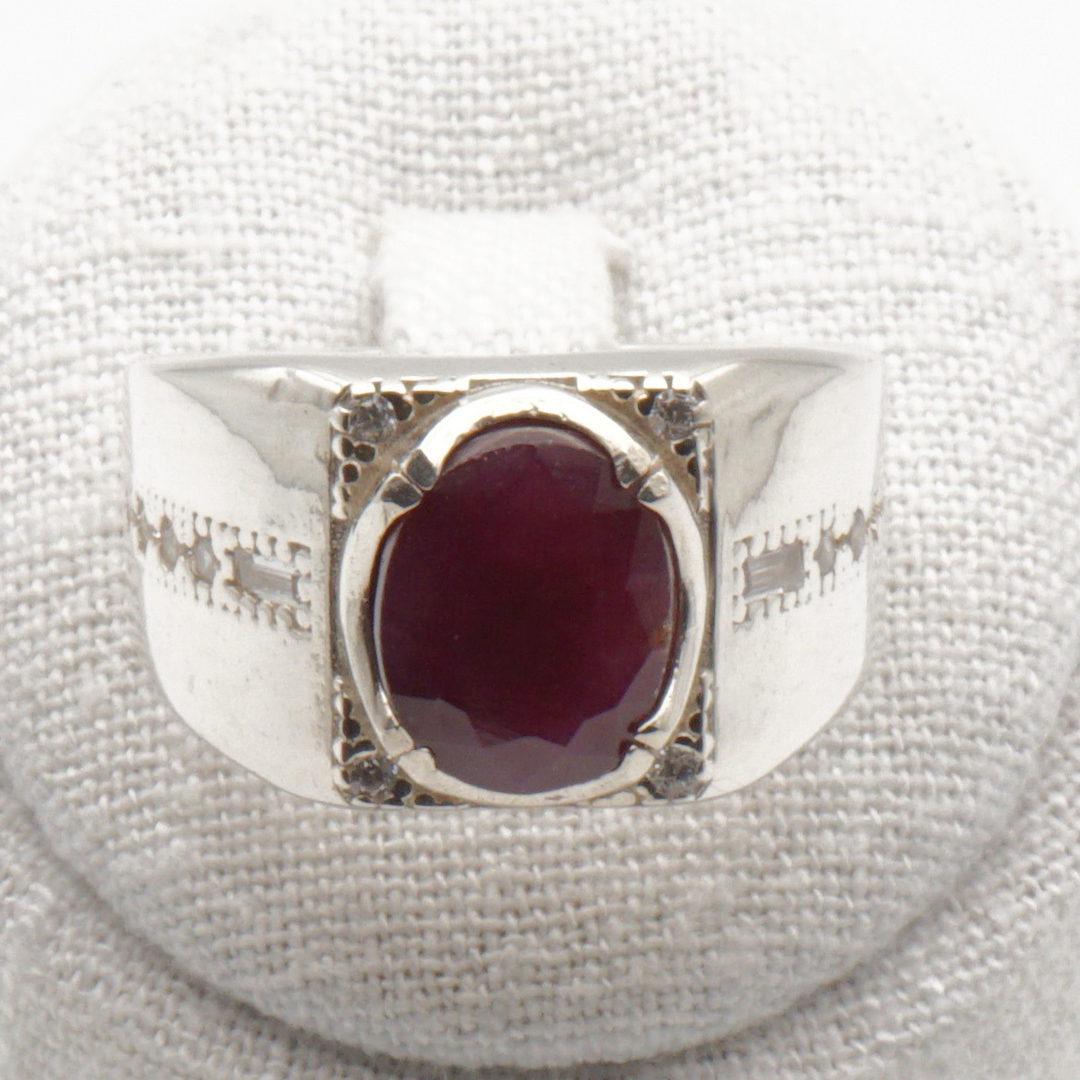 925 Silberring mit echtem Rubin