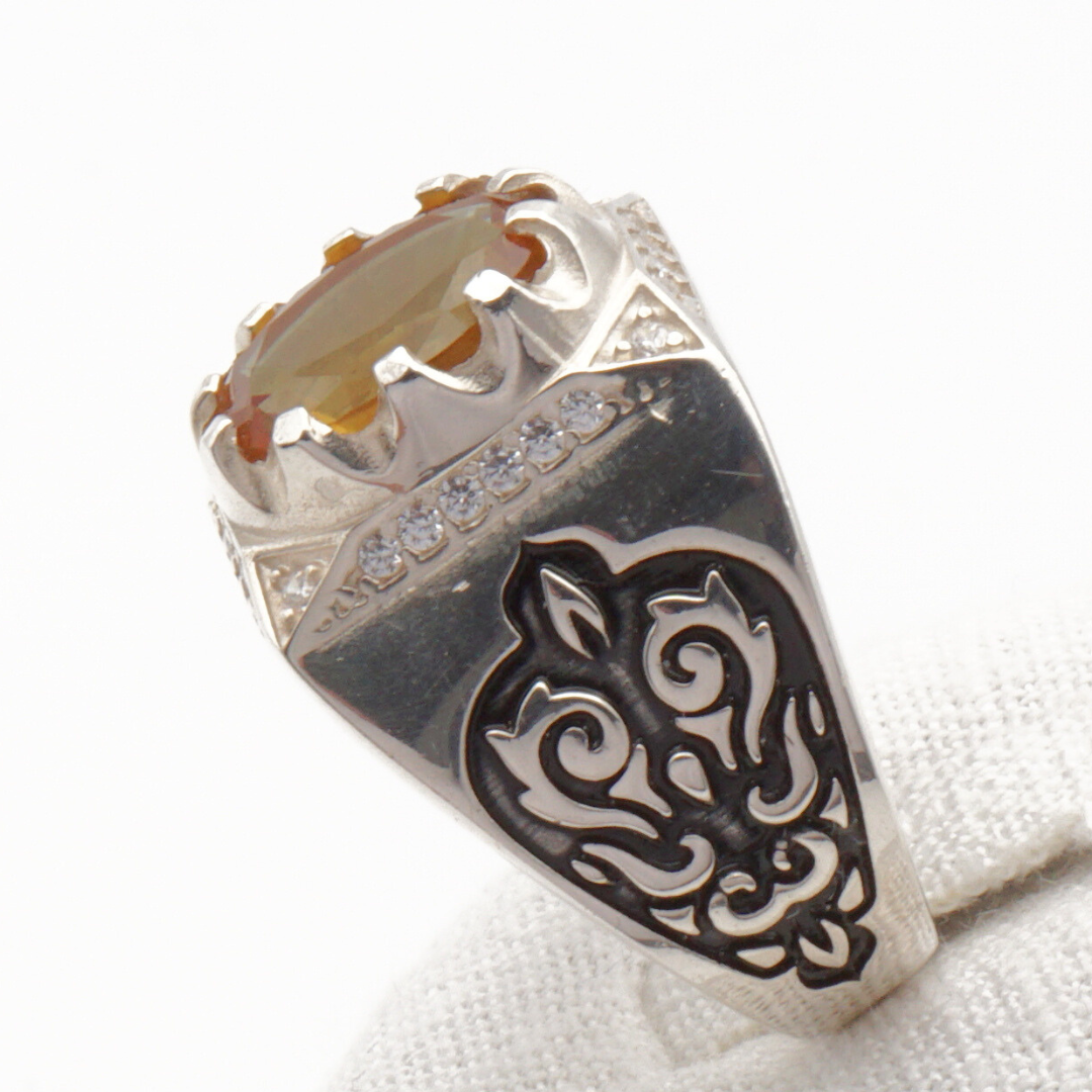 925 Silberring mit echtem Citrin