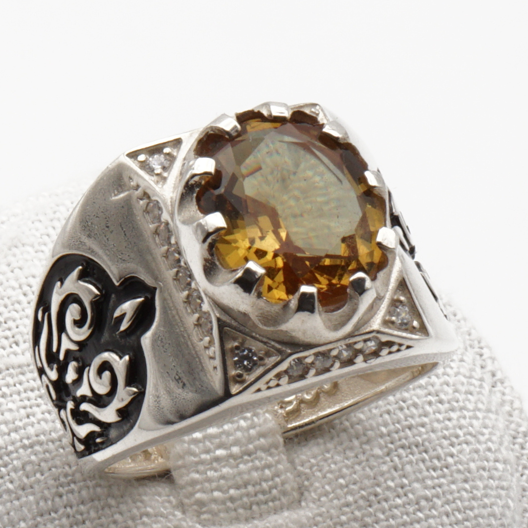 925 Silberring mit echtem Citrin