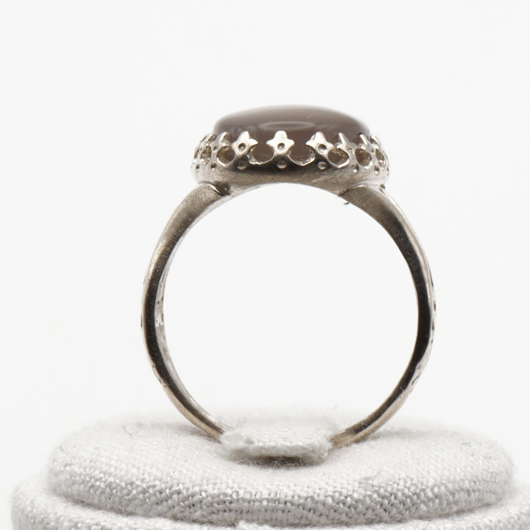 925 Silber Herrenring mit echtem Jemen Achat - Aqeeq Yamani