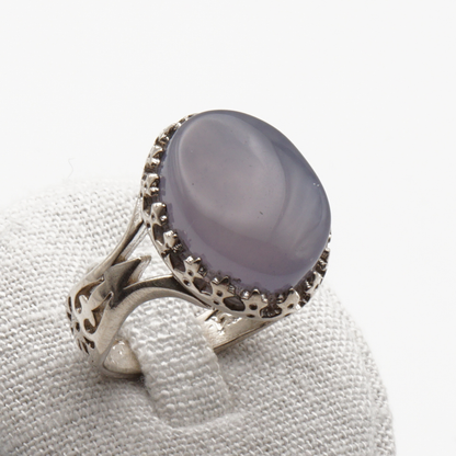 925 Silber Herrenring mit echtem Jemen Achat - Aqeeq Yamani