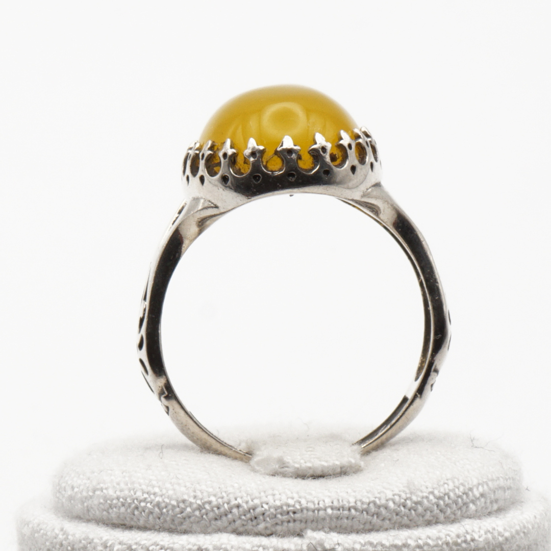 925 Silber Herrenring mit echtem Jemen Achat - Aqeeq Yamani Sharaf al Shams