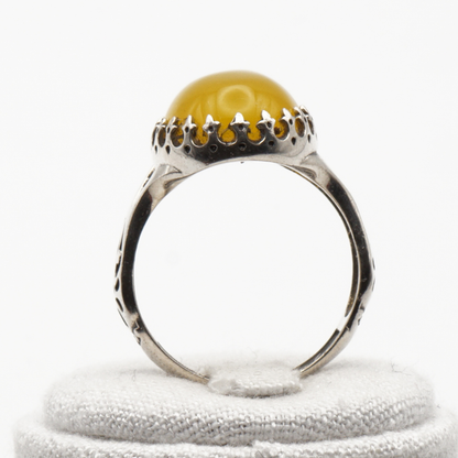 925 Silber Herrenring mit echtem Jemen Achat - Aqeeq Yamani Sharaf al Shams