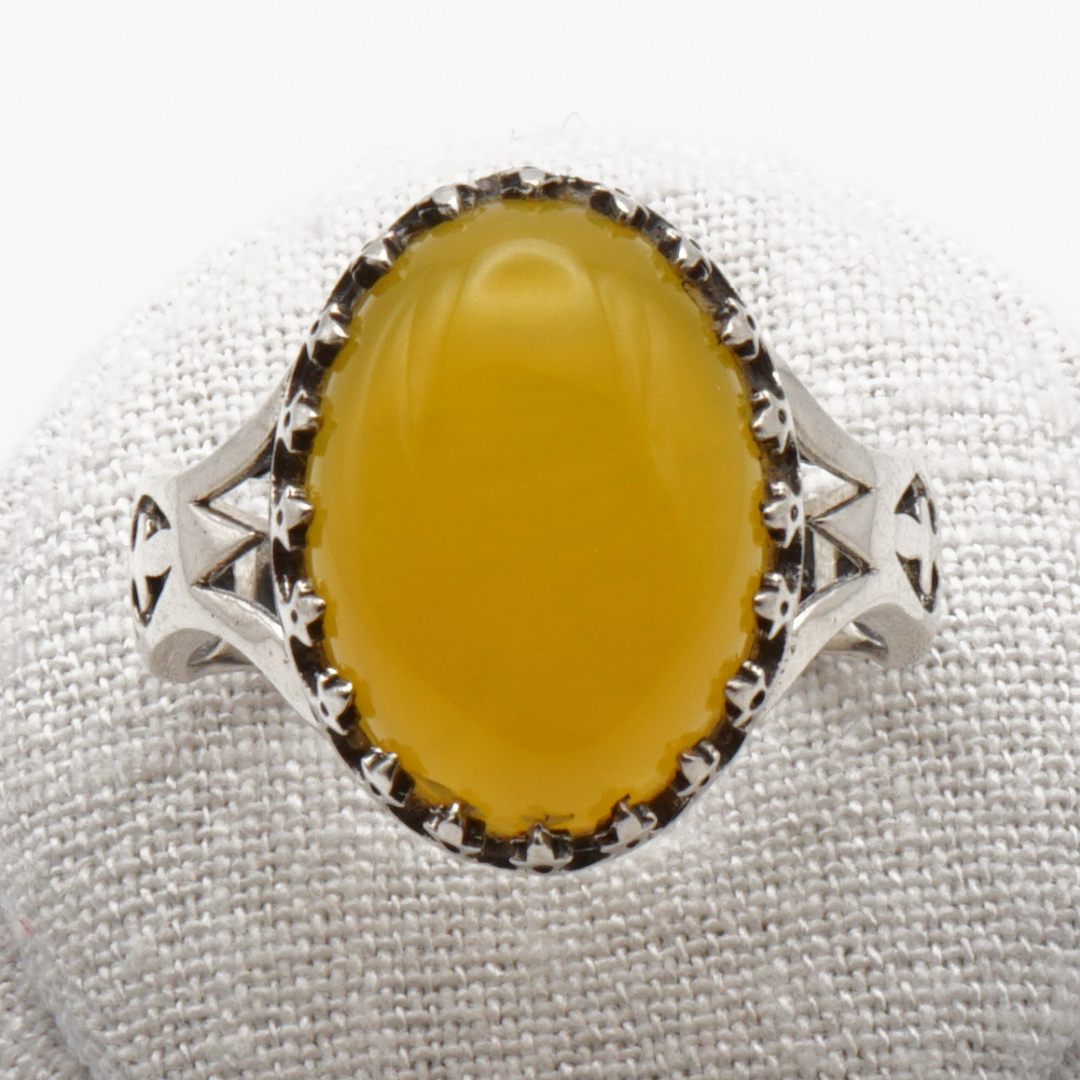 925 Silber Herrenring mit echtem Jemen Achat - Aqeeq Yamani Sharaf al Shams