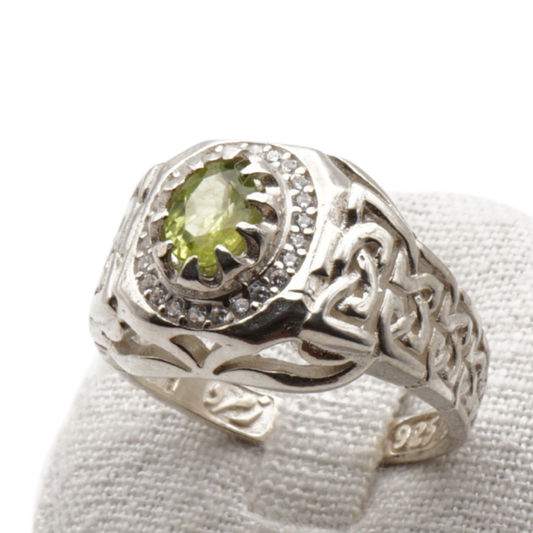 925 Silber Herrenring mit echtem Peridot - Zabarjad