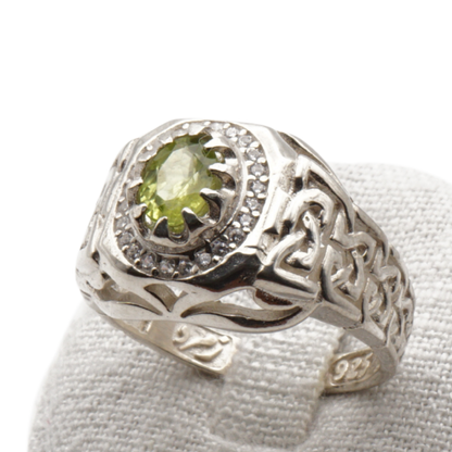 925 Silber Herrenring mit echtem Peridot - Zabarjad