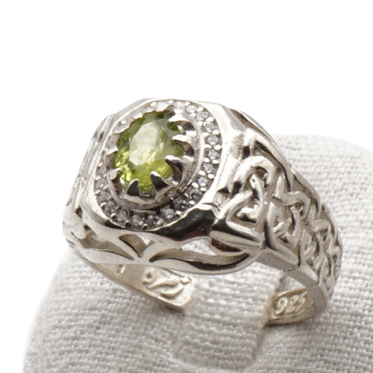 925 Silber Herrenring mit echtem Peridot - Zabarjad