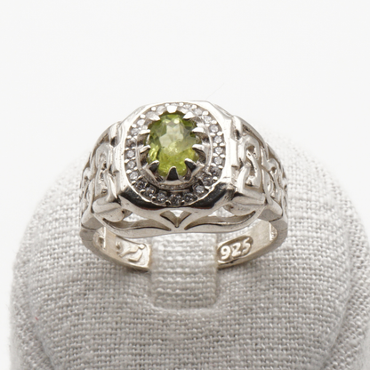 925 Silber Herrenring mit echtem Peridot - Zabarjad