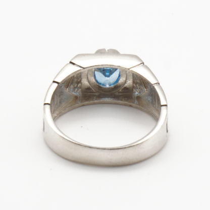 925 Silber Herrenring mit echtem Blautopas
