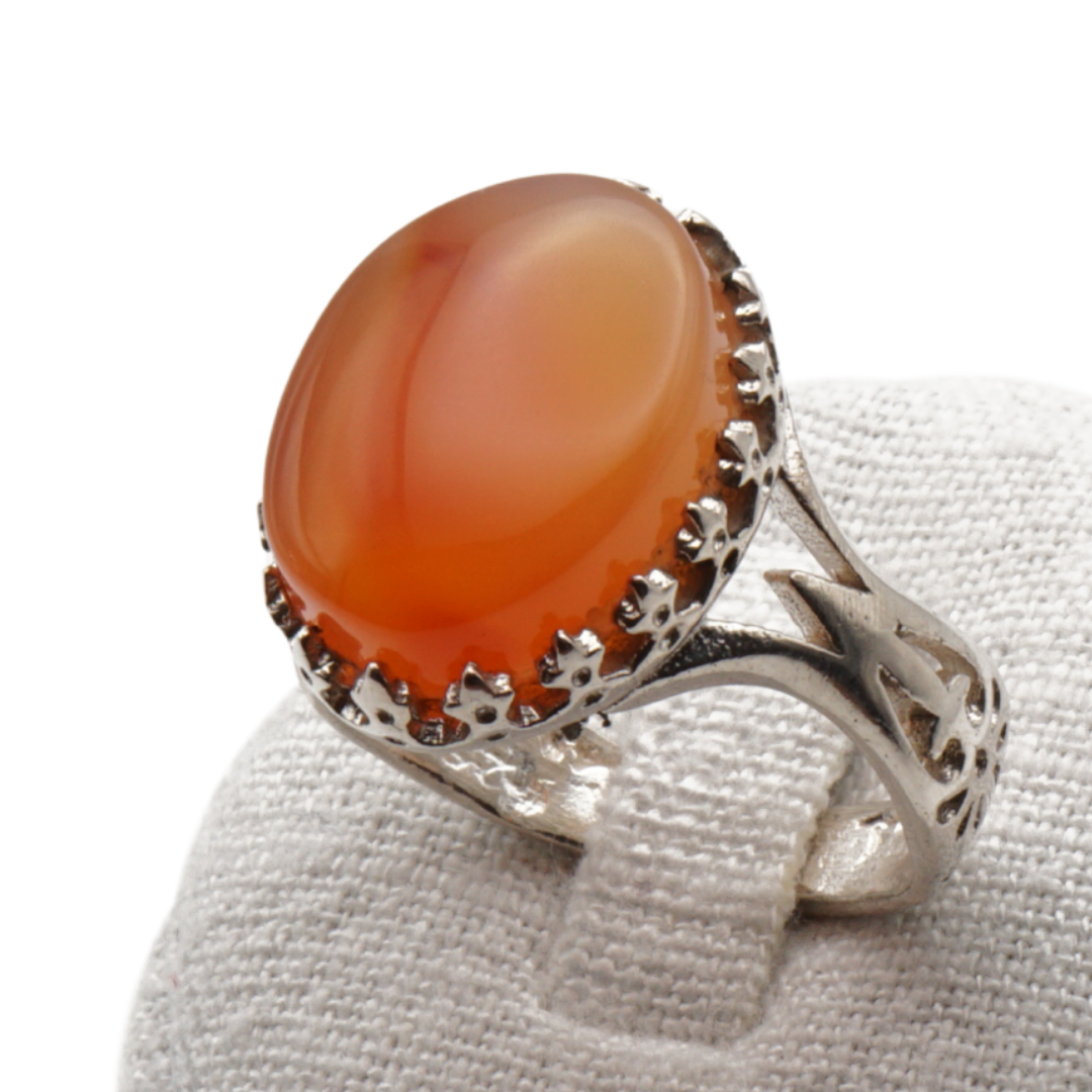 925 Silber Herrenring mit echtem Jemen Achat - Aqeeq Yamani