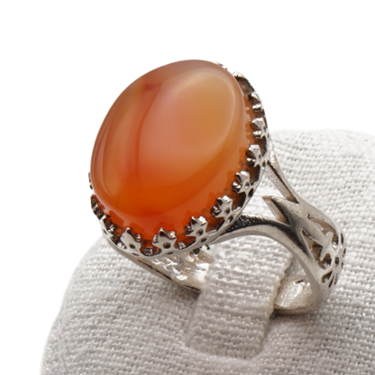 925 Silber Herrenring mit echtem Jemen Achat - Aqeeq Yamani