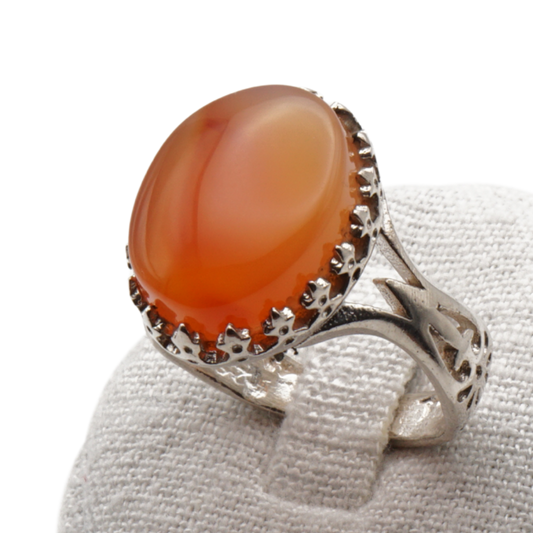 925 Silber Herrenring mit echtem Jemen Achat - Aqeeq Yamani