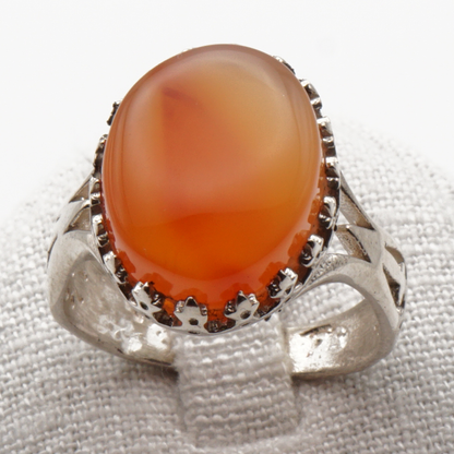 925 Silber Herrenring mit echtem Jemen Achat - Aqeeq Yamani