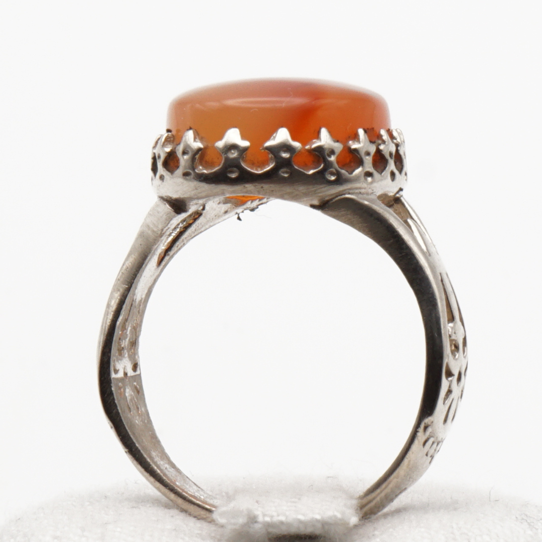 925 Silber Herrenring mit echtem Jemen Achat - Aqeeq Yamani