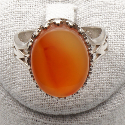 925 Silber Herrenring mit echtem Jemen Achat - Aqeeq Yamani