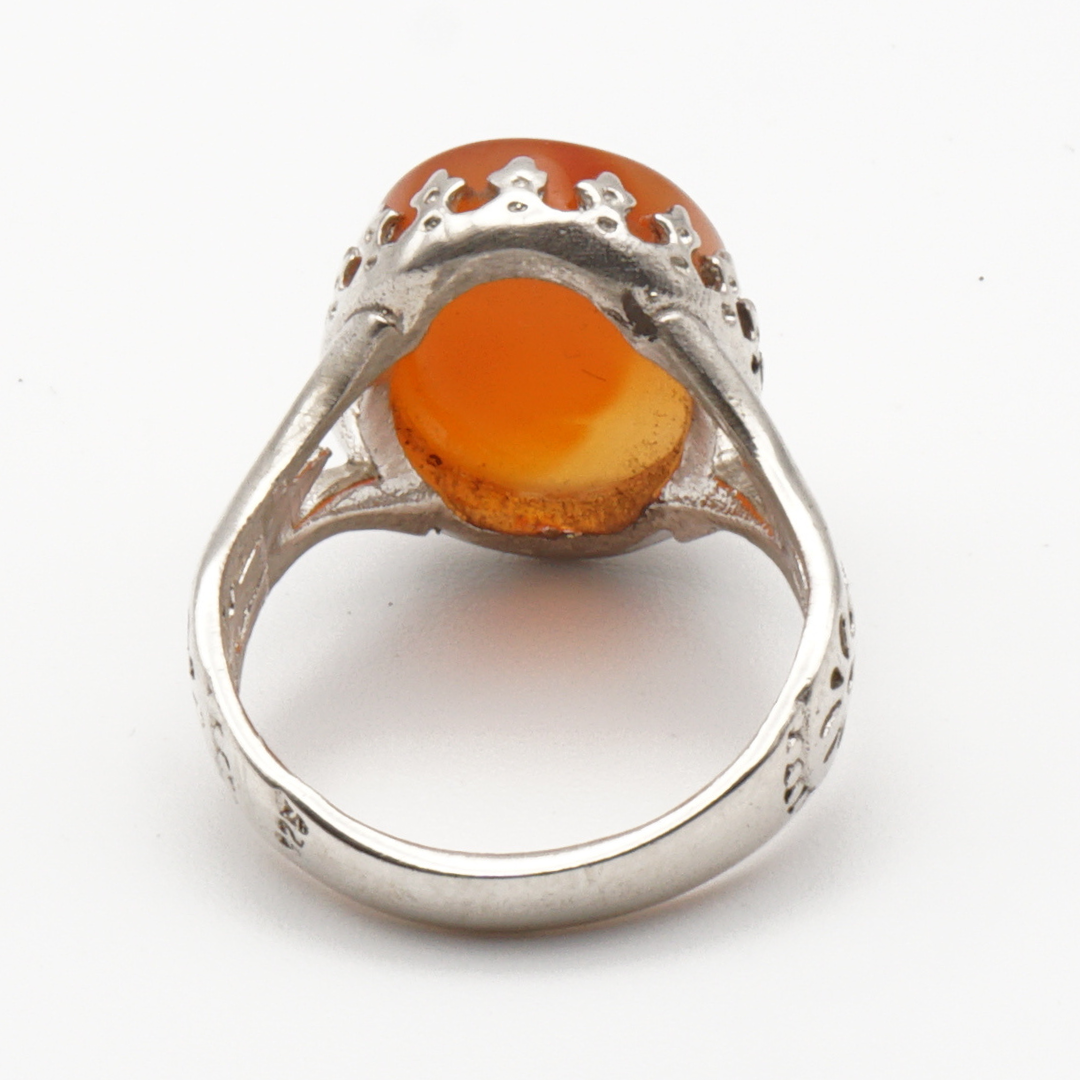 925 Silber Herrenring mit echtem Jemen Achat - Aqeeq Yamani