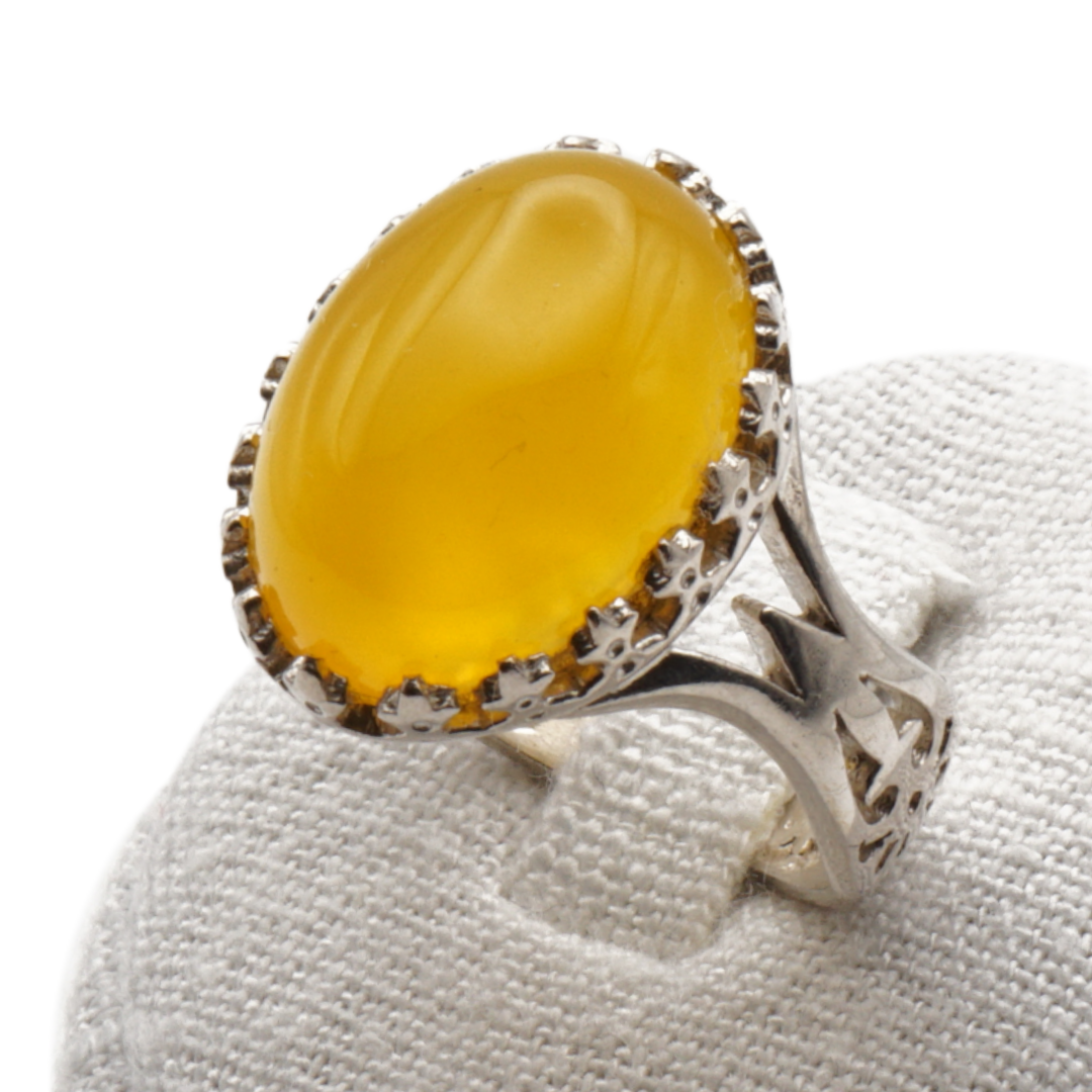 925 Silber Herrenring mit echtem Jemen Achat - Aqeeq Yamani Sharaf al Shams