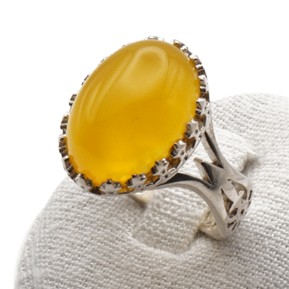 925 Silber Herrenring mit echtem Jemen Achat - Aqeeq Yamani Sharaf al Shams