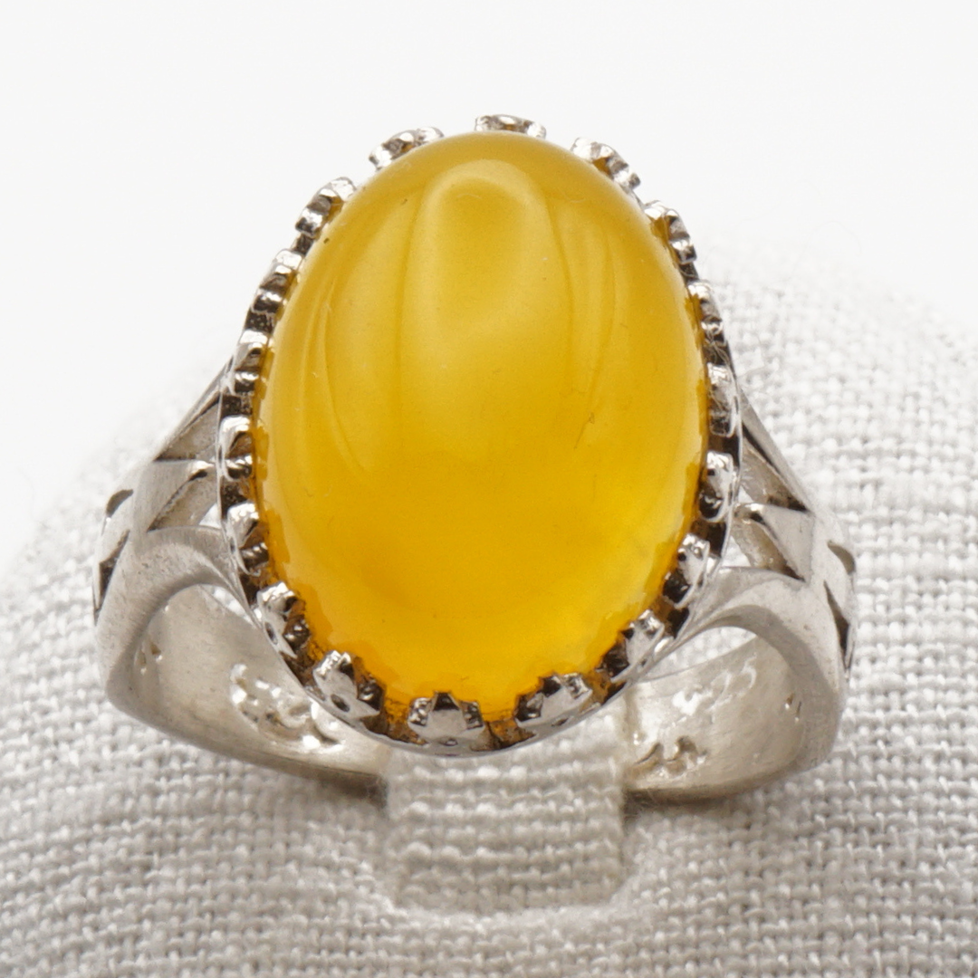 925 Silber Herrenring mit echtem Jemen Achat - Aqeeq Yamani Sharaf al Shams