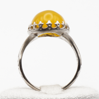 925 Silber Herrenring mit echtem Jemen Achat - Aqeeq Yamani Sharaf al Shams