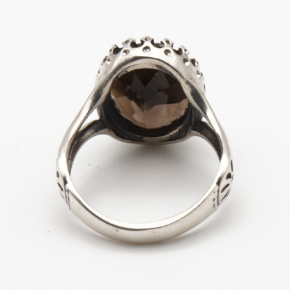 925 Silber Herrenring mit echtem  Rauchquarz