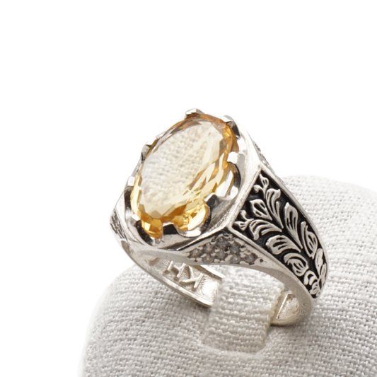 925 Silberring mit echtem Citrin