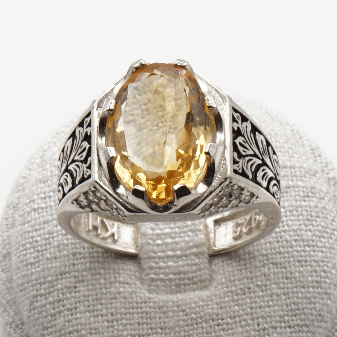 925 Silberring mit echtem Citrin