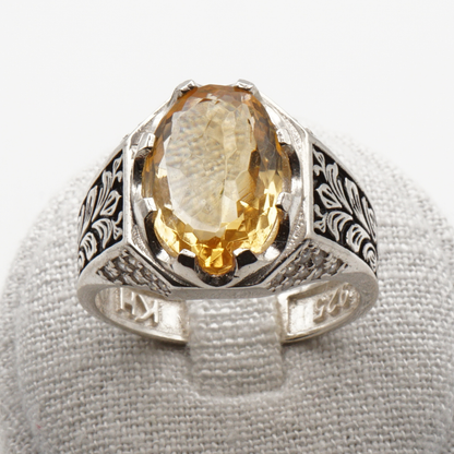 925 Silberring mit echtem Citrin